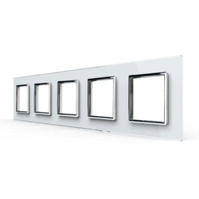 Plaque 5 Prises Livolo – Finition Blanc (364 x 80 mm)