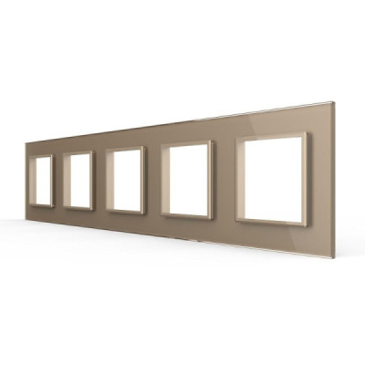 Plaque 5 Boutons Livolo – Finition Champagne (293 x 80 mm)