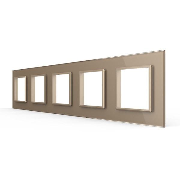 Plaque 5 Boutons Livolo – Finition Blanc (293 x 80 mm) C7-5SR-13 Champagne/Or
