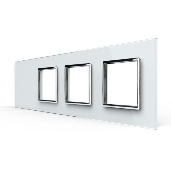 Livolo Verre Cadre 4-buttons VL-C7-C1/SR/SR/SR-11 – Cadre en Verre Blanc pour Interrupteur Tactile et Trois Modules