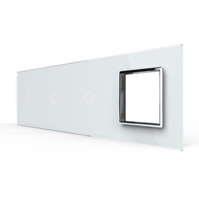Plaque Combinaison Livolo – 3 Boutons + 1 Prise – Finition Blanc (293 x 80 mm)