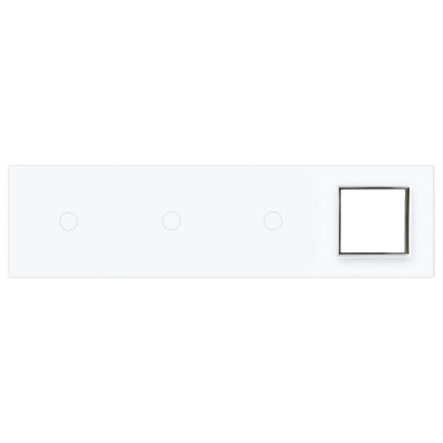 Plaque Combinaison Livolo – 3 Boutons + 1 Prise – Finition Blanc (293 x 80 mm)