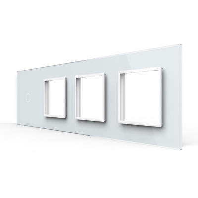 Cadre en verre 4-en-1 pour interrupteur tactile & 3 modules – LIVOLO VL-C7-C1/SR/SR/SR-11 (Blanc)