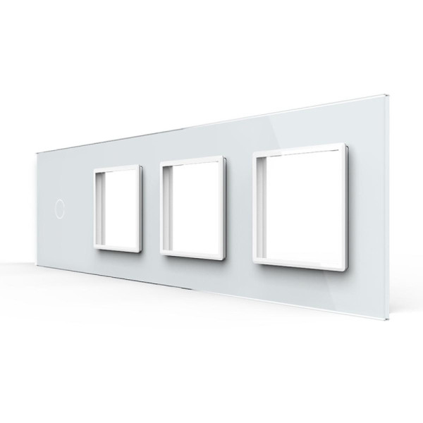 Cadre en verre 4-en-1 pour interrupteur tactile et 3 modules – LIVOLO VL-C7-C1/SR/SR/SR-11 (Blanc)