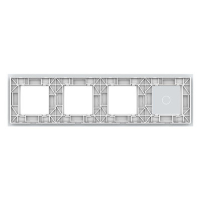 Cadre en verre 4-en-1 pour interrupteur tactile & 3 modules – LIVOLO VL-C7-C1/SR/SR/SR-11 (Blanc)