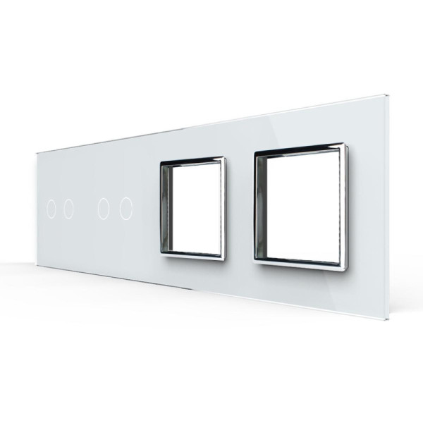 Cadre LIVOLO 4-buttons - Cadre en verre blanc pour interrupteurs tactiles et modules