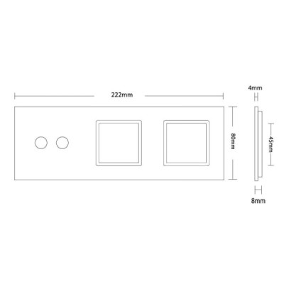 Plaque 1 bouton + 2 prises Livolo – Finition Blanc (223 x 80 mm)