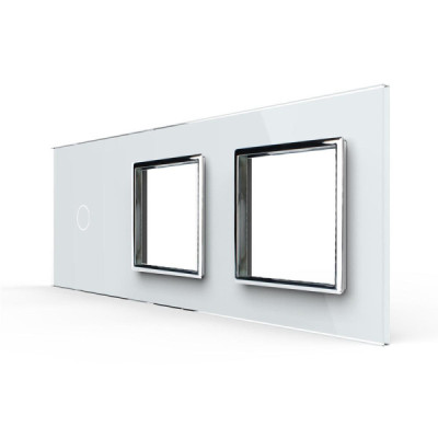Plaque Combinaison Livolo – 1 Bouton + 2 Prises – Finition Blanc