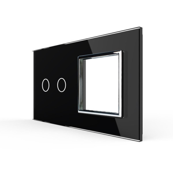 Plaque 2 boutons et 1 prise Livolo – Élégance technologique pour votre intérieur C7-C2/SR-12