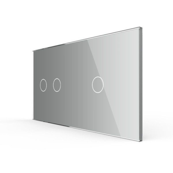 Cadre LIVOLO 2 buttons - Cadre en verre gris pour interrupteurs tactiles