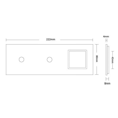 Plaque Livolo – 2 Boutons 1+1 & 1 Prise – Finition Blanc (222 x 80 mm)