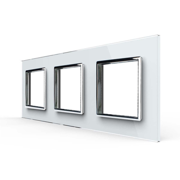 LIVOLO - Plaque 3 Prises en Verre Trempé pour Prises Livolo (Réf. C7-SR/SR/SR-11)