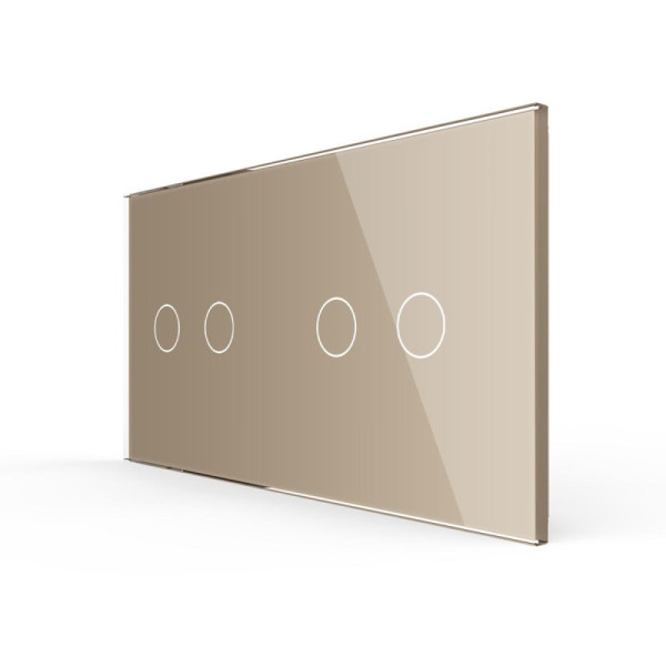 Cadre en verre 2-en-1 pour interrupteurs tactiles – LIVOLO VL-C7-C2-C2-13 (Or)