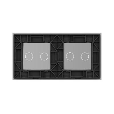 Cadre en verre 2-en-1 pour interrupteurs tactiles – LIVOLO VL-C7-C2-C2-15 (Gris)