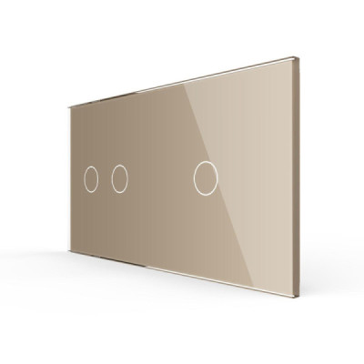 Cadre en Verre Doré LIVOLO 2 buttons - Élégance Modernisée pour vos Interrupteurs Tactiles
