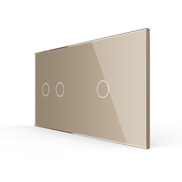 Cadre LIVOLO 2 buttons - Cadre en verre doré pour interrupteur tactile et module