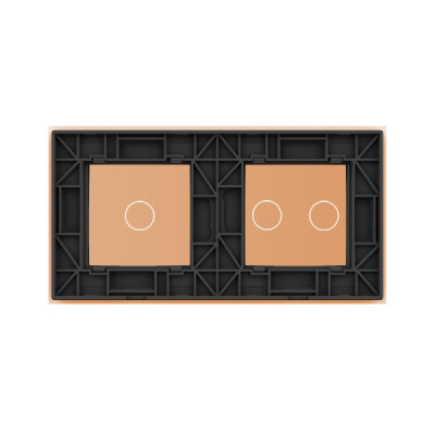 Cadre en Verre Doré LIVOLO 2 buttons - Élégance Modernisée pour vos Interrupteurs Tactiles