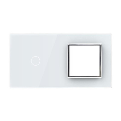 Livolo C7-C1/SR-11 - Plaque 1 Bouton + 1 Prise en Verre Trempé pour Interrupteur Tactile Simple | Design Moderne