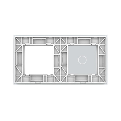 Livolo C7-C1/SR-11 - Plaque 1 Bouton + 1 Prise en Verre Trempé pour Interrupteur Tactile Simple | Design Moderne