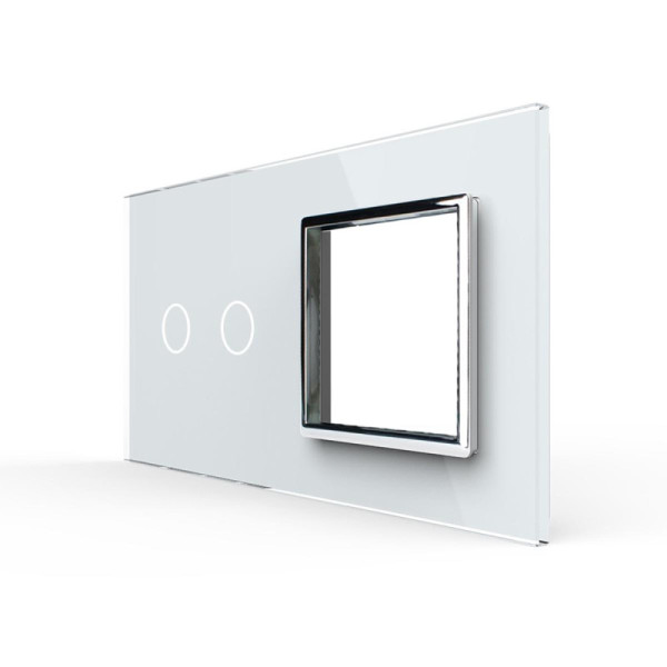 Plaque 2 Boutons et 1 Prise Livolo – Finition Blanc C7-C2/SR-11