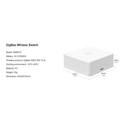 Bouton Intelligent Sans Fil SONOFF SNZB-01 – Contrôle Domotique ZigBee – Compatible eWeLink