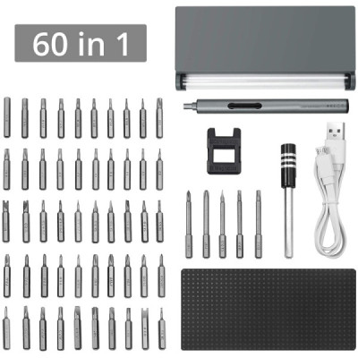 Tournevis Électrique Precision 59 en 1 - USB Rechargeable, LED et Ergonomique