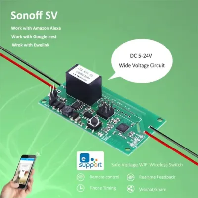 Module Interrupteur Wi-Fi SONOFF SV 5–24 V DC/AC – Smart Switch DIY sans boîtier [Option: Tasmota]