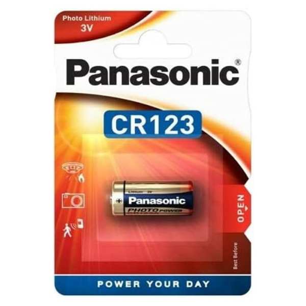 Batterie Lithium Panasonic CR123A 3V Photo Power – 1er Blister (1400 mAh)