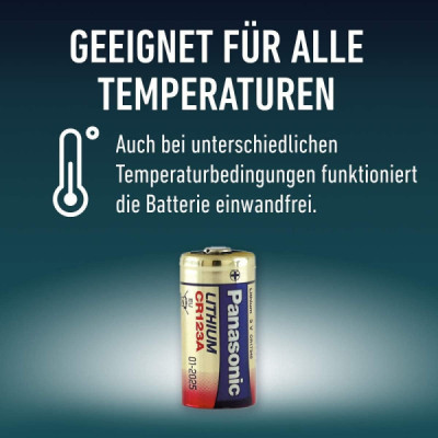 Batterie Lithium Panasonic CR123A 3V Photo Power – 1400 mAh, 1er Blister