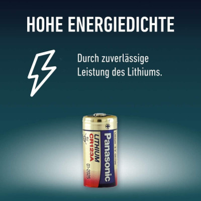 Batterie Lithium Panasonic CR123A 3V Photo Power – 1400 mAh, 1er Blister