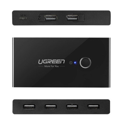 UGREEN USB 2.0 Switch Ports pour 2 PC Entrées 4 Sorties Commutateur pour Clavier Souris Disque Dur Externe Imprimante etc…