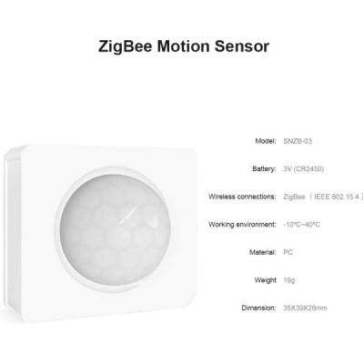 Détecteurede Mouvement ZigBee SONOFF SNZB-03 – Capteurs Sans Fil Intelligents – Compatible eWeLink, Alexa, Google Home