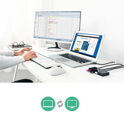 UGREEN USB 2.0 Switch Ports pour 2 PC Entrées 4 Sorties Commutateur pour Clavier Souris Disque Dur Externe Imprimante etc…