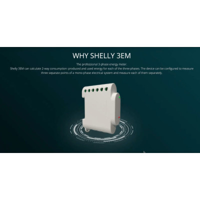 Shelly 3EM – Compteur d'Énergie Wi-Fi Triphasé pour Suivi Énergétique et Photovoltaïque