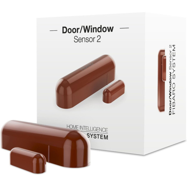 FIBARO D/W Sensor 2 – Détecteur d'Ouverture & Température Z-Wave+ (Marron Foncé)