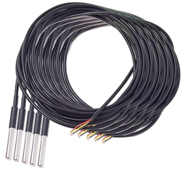 Capteur de Température DS18B20 en Acier Inoxydable – avec câble 1m, étanche, pour Arduino & Raspberry Pi (incl. E-book)