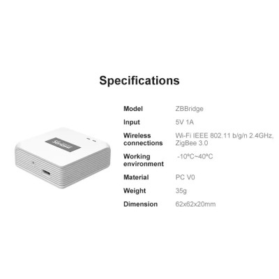 Sonoff zbbridge ZigBee Hub, ZigBee 3.0 Smart Gateway Bridge, Passerelle ZigBee