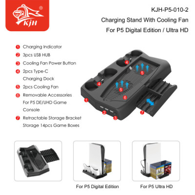 Ventilateur Refroidissement & Station de Charge PS5 – Double Charge & Indicateurs LED