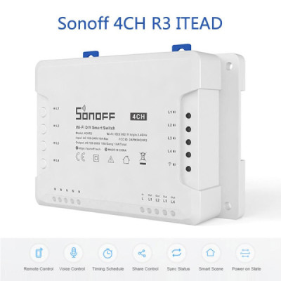 Sonoff 4CHR3 Interrupteur Connecté WiFi 4 Canaux [Option: Tasmota]