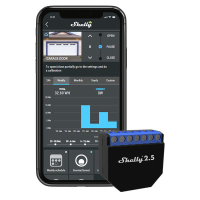 Shelly Dual Schalter – Relais Wi-Fi Double Certifié avec Mesure de Consommation