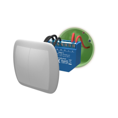 Shelly 1L – Relais Wi‑Fi Intelligent Sans Neutre pour Éclairage Connecté