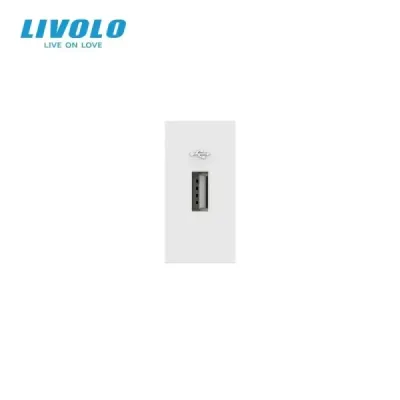 Module USB Livolo | Recharge Rapide & Design Élégant Blanc