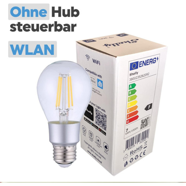 Shelly Vintage A60 Ampoule Wi-Fi avec variateur et contrôle de l'alimentation |Compatible Alexa et Google Home