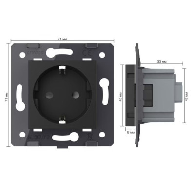 LIVOLO VL-C7C1EU-12 - Module prise encastrée 1 button en noir | Design moderne
