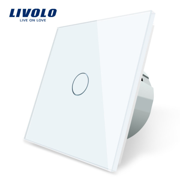 LIVOLO - Plaque 1 Bouton en Verre Blanc pour Interrupteur Tactile Simple (Réf. C7-C1-11)